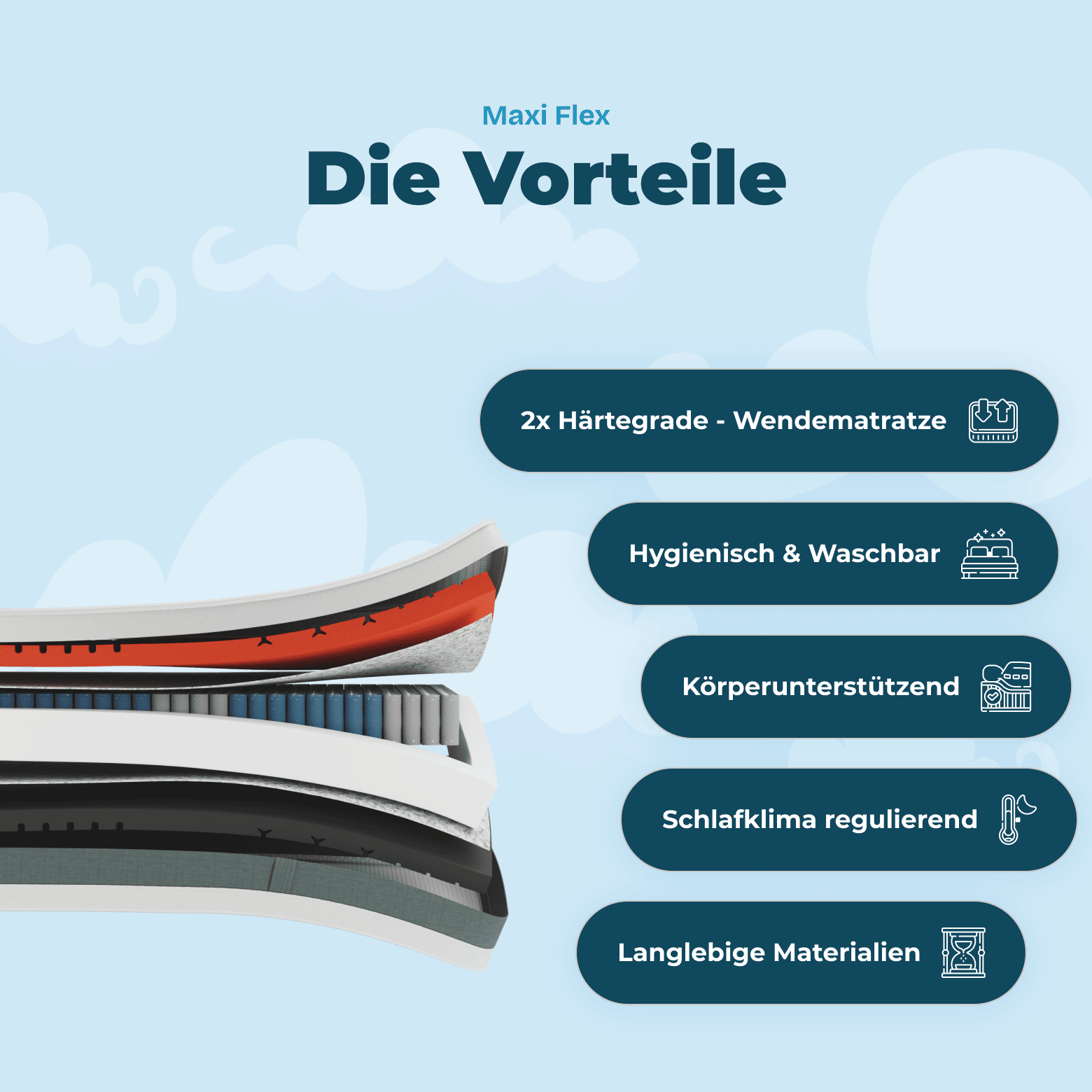 Wolkenreich Maxi Flex Wende Federkernmatratze - Vorteile